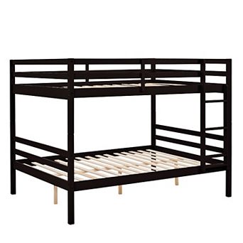 YIORTWO Wooden Bunk Bed with Ladder Guardrails for Kids