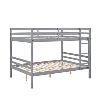 YIORTWO Wooden Bunk Bed with Ladder Guardrails for Kids
