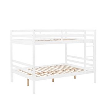 YIORTWO Wooden Bunk Bed with Ladder Guardrails for Kids