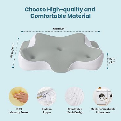 YIORTWO Cooling Cervical Pillow Ventilated Memory Foam Neck Support