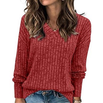 Zeagoo Women's Plus Size V-Neck Long Sleeve Loose Lightweight Sweater