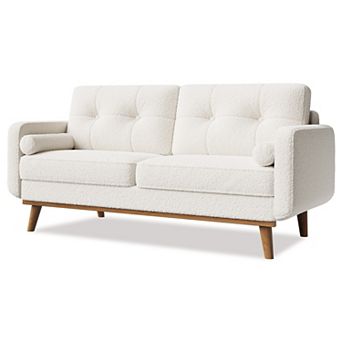 Mid Century Modern Loveseat Sofa Button Tufted Upholstered Couch for Living Room Furniture