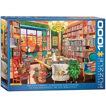 Eurographics Puzzles The Old Library 1000 pc Jigsaw Puzzle Cozy Bookroom Scene