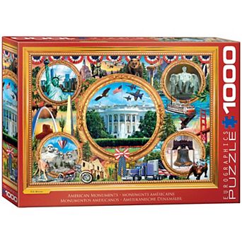 Eurographics Puzzles American Monuments 1000 pc Jigsaw Puzzle Illustrated Collage