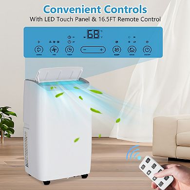 14000 BTU Portable Air Conditioner with BuiltIn Dehumidifier Window Mount Exhaust Kit Easy to Move