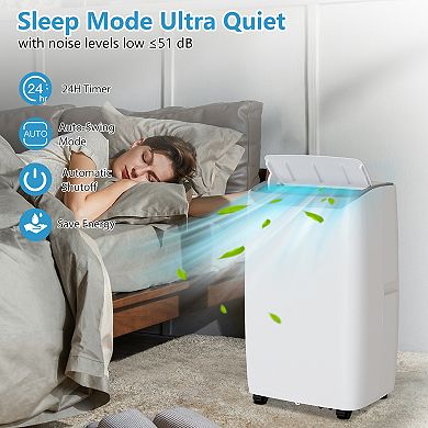 14000 BTU Portable Air Conditioner with BuiltIn Dehumidifier Window Mount Exhaust Kit Easy to Move