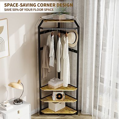Corner Hall Tree with Shoe Bench and Storage Shelf Space Saving Entryway Organizer for Hallway