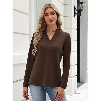 Zeagoo Women's Cross Wrap V Neck Long Sleeve Soft Knit Pullover Top