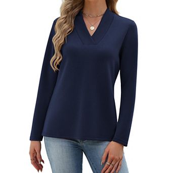 Zeagoo Women's Cross Wrap V Neck Long Sleeve Soft Knit Pullover Top