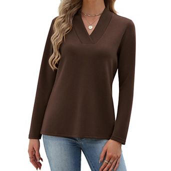 Zeagoo Women's Cross Wrap V Neck Long Sleeve Soft Knit Pullover Top