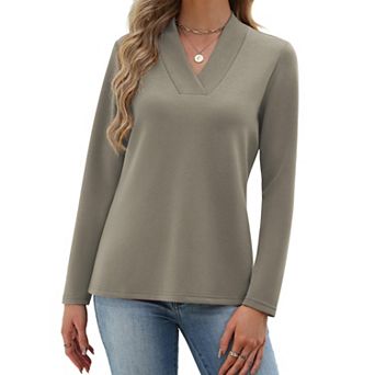 Zeagoo Women's Cross Wrap V Neck Long Sleeve Soft Knit Pullover Top