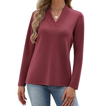 Zeagoo Women's Cross Wrap V Neck Long Sleeve Soft Knit Pullover Top