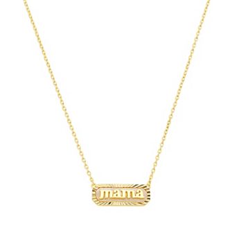 Isla & Alex 14k Gold Flash Plated Oval Mother-of-Pearl Mama Bar Pendant Necklace