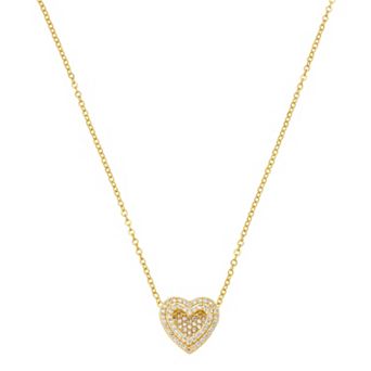 Isla & Alex 14k Gold Flash Plated Cubic Zirconia Open Heart Pendant Necklace