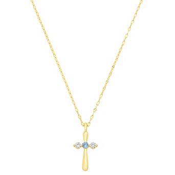 Isla & Alex 14k Gold Flash Plated Cubic Zirconia Cross Pendant Necklace