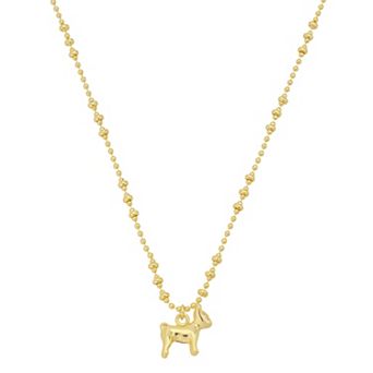 Isla & Alex 14k Gold Flash Plated Cubic Zirconia Dog Charm Pendant Necklace