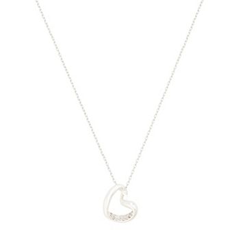 Isla & Alex Fine Silver Plated Cubic Zirconia Open Twist Heart Pendant Necklace