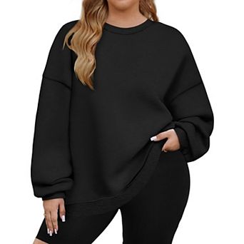 Zeagoo Plus Size Womens Crew Neck Fleece Pullover Long Sleeve Sweatshirts with Pockets