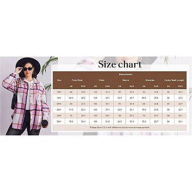 Zeagoo Women' Plus Size Plaid Shacket Long Sleeve Button Down Shirts