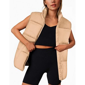 Zeagoo Womens Cropped Stand Collar Puffer Vest Lightweight Warm Winter Down Coat with Pockets