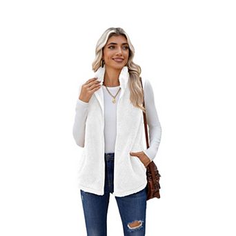 Zeagoo Womens Sleeveless Zip Up Sherpa Fleece Vest Lightweight Fall Winter Coat with Pockets