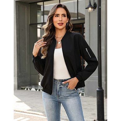 Zeagoo Jackets for Women Casual Bomber Jacket Light Spring Fall Coats