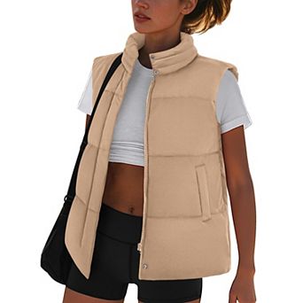 Zeagoo Womens Zip Up Quilted Puffer Vest Lightweight Sleeveless Winter Outerwear with Pockets