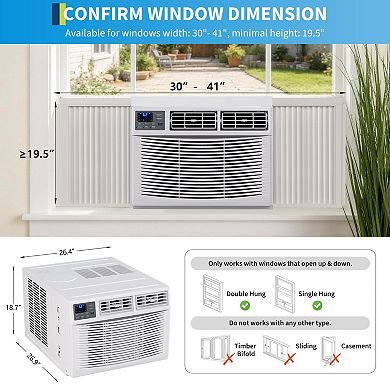 23200 BTU Window Air Conditioner and Heater Combo with Remote and App Control Three in One AC