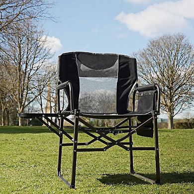 Heavy Duty Oversized Portable Folding Camping Director Chair with Side Table for Outdoor Beach Trips