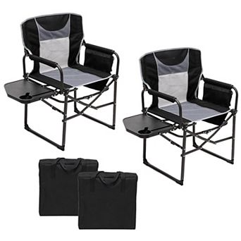Heavy Duty Oversized Portable Folding Camping Director Chair with Side Table for Outdoor Beach Trips