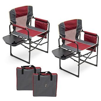 Heavy Duty Oversized Portable Folding Camping Director Chair with Side Table for Outdoor Beach Trips