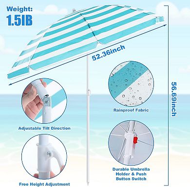 2 Pack Beach Chair With Umbrella Adjustable Lightweight Portable Camping Travel