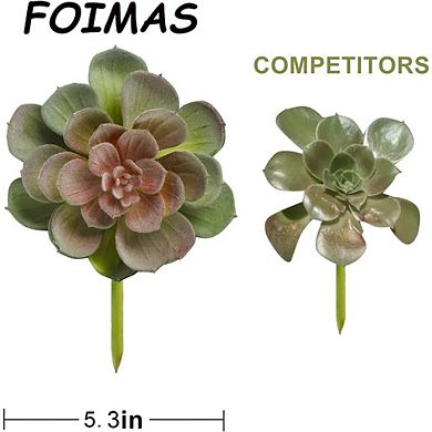 Artificial Succulent Plant Set, Faux Flocked Decor for Wall & Garden Arrangement
