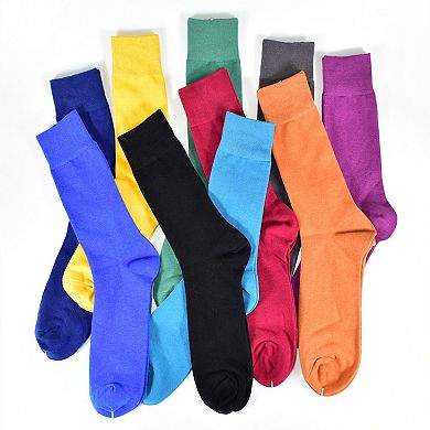 Comfy Colorful Novelty Crew Dress Socks 10 Pack Giftable Soft Breathable Cotton