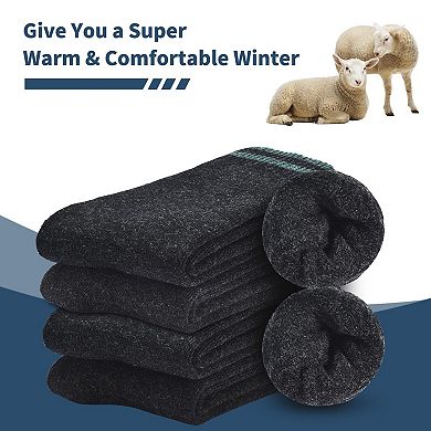 4 Pack Mens Merino Wool Warm Hiking Outdoor Soft Comfortable Socks