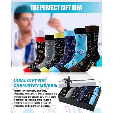6 Pairs Funny Science Themed Socks For Men Teacher Student Gift