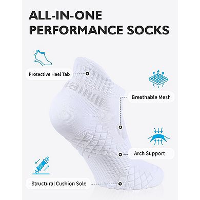 Men's Cushioned Athletic Running Socks Breathable Low Cut Ankle Sports Socks
