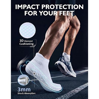 Men's Cushioned Athletic Running Socks Breathable Low Cut Ankle Sports Socks