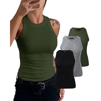 Women Racerback Long Tank Tops Cotton Stretch Activewear Layering Undershirts
