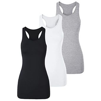 Women Racerback Long Tank Tops Cotton Stretch Activewear Layering Undershirts