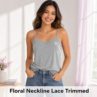 Women's 3pack Adjustable Spaghetti Strap Lace Trim Cami Tank Top