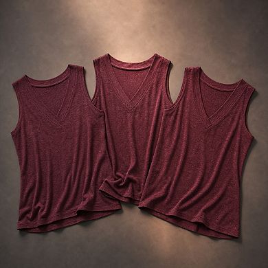 3 Pack Womens V Neck Sleeveless Tank Tops Casual Summer Basic Tees