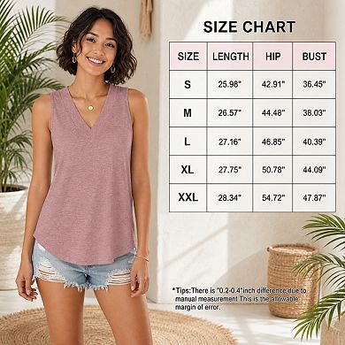 3 Pack Womens V Neck Sleeveless Tank Tops Casual Summer Basic Tees