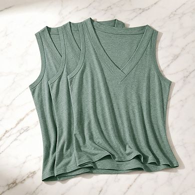 3 Pack Womens V Neck Sleeveless Tank Tops Casual Summer Basic Tees