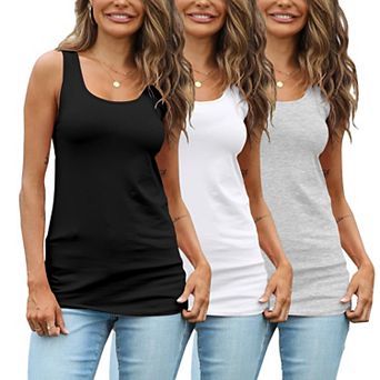 Womens Extra Long Layering Sleeveless Tank Tops Cotton Stretchy Basic Undershirts