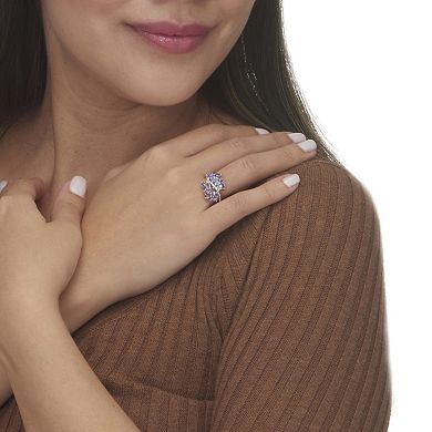 1.62 TCW Genuine Amethyst and Tanzanite Ring in .925 Sterling Silver