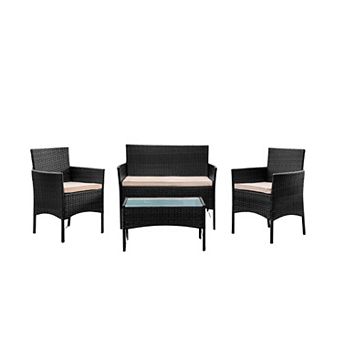 Nestl 4 pc Patio Furniture Wicker Conversation Set