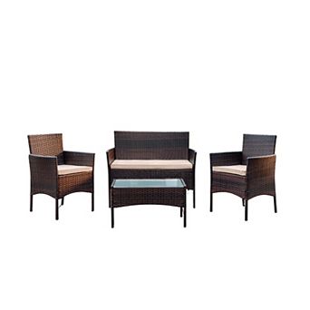 Nestl 4 pc Patio Furniture Wicker Conversation Set