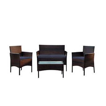 Nestl 4 pc Patio Furniture Wicker Conversation Set