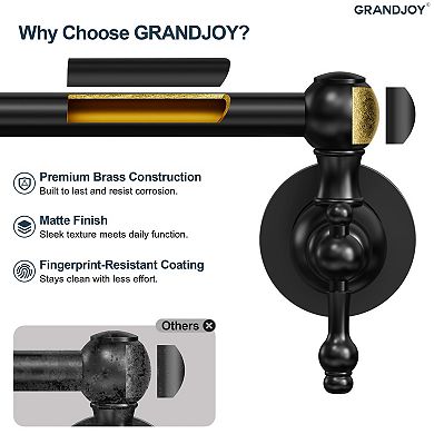 GRANDJOY 24-Inch Wall-Mount Double-Handle Pot Filler Faucet Dual Swing Arms